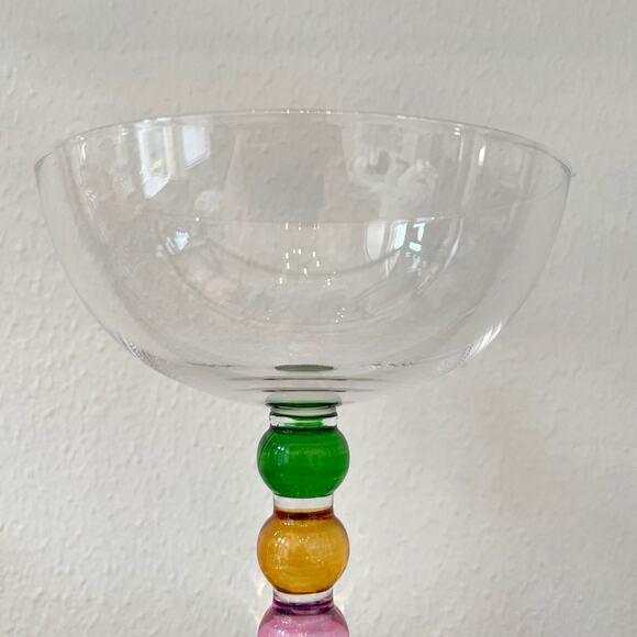 Multicolor Bubble Stemmed Glass Holiday Cocktail Champagne Glassware New - Picture 2 of 7